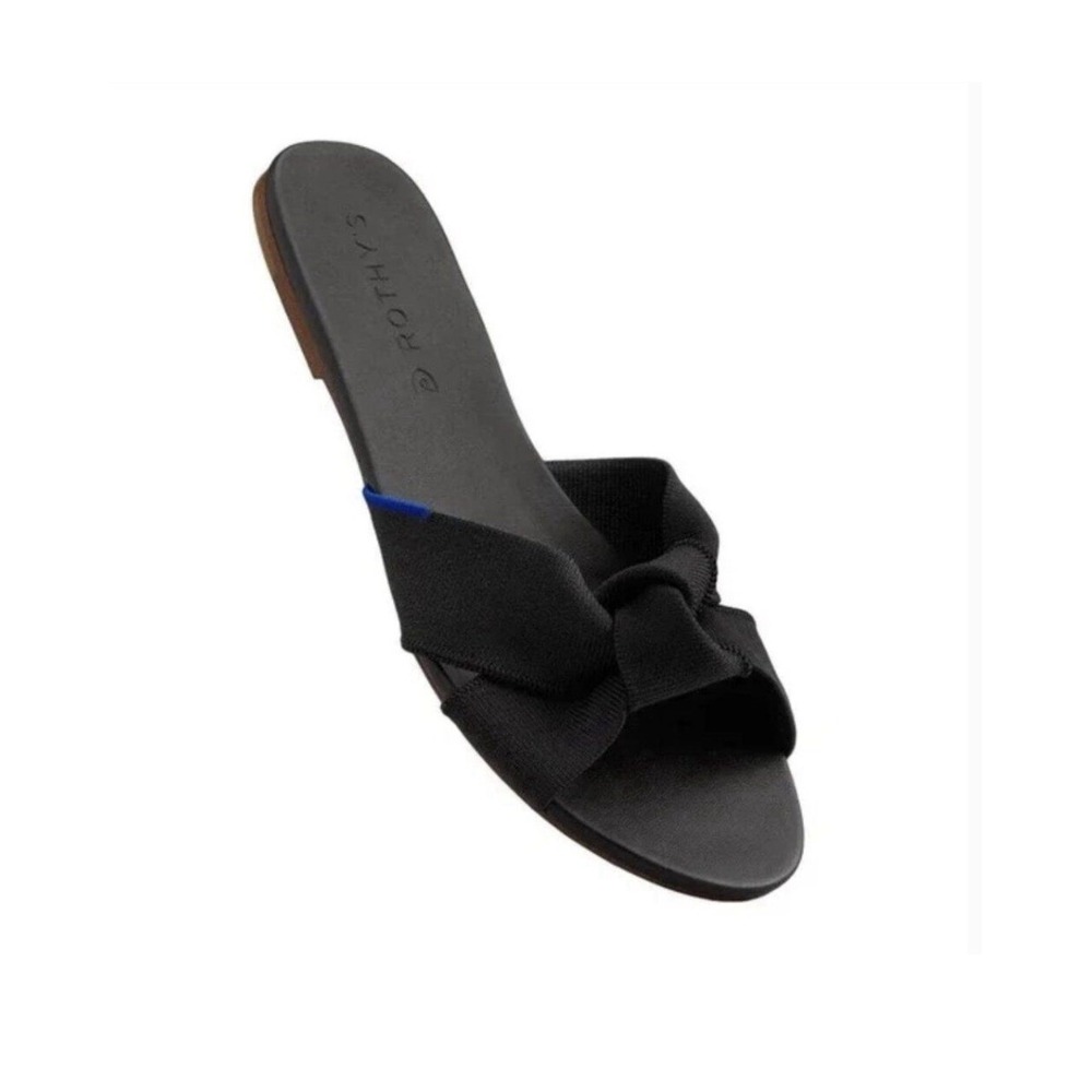 Rothys The Knot Slip On Slide Sandals Womens 11.5 Black Casual Summer Flat
